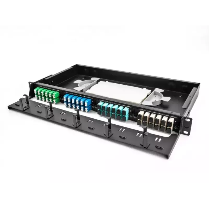 DeLOCK 19 Zoll Glasfaser-HD-Patchpanel 1U Schwarz Metall Rack-Montage