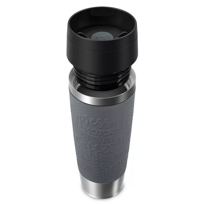 EMSA N2022300 Travel Mug Classic Grande Thermobecher, 500 ml, Edelstahl/PP/Silikon, Quick-Press-Verschluss, grau