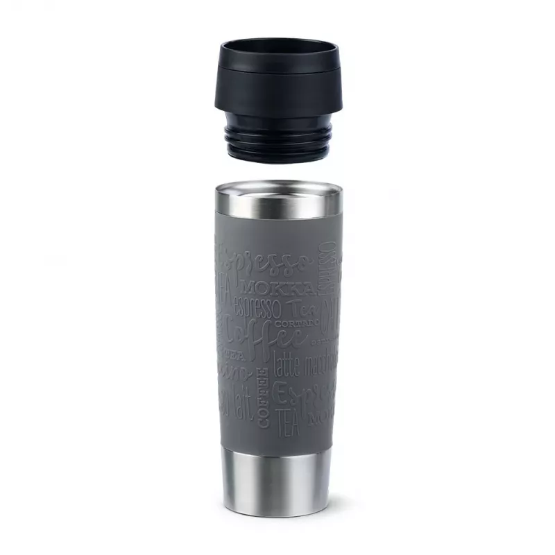 EMSA N2022300 Travel Mug Classic Grande Thermobecher, 500 ml, Edelstahl/PP/Silikon, Quick-Press-Verschluss, grau