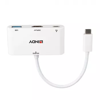 Lindy USB 3.2 Typ C zu HDMI Konverter mit USB Typ A Port und Power Delivery