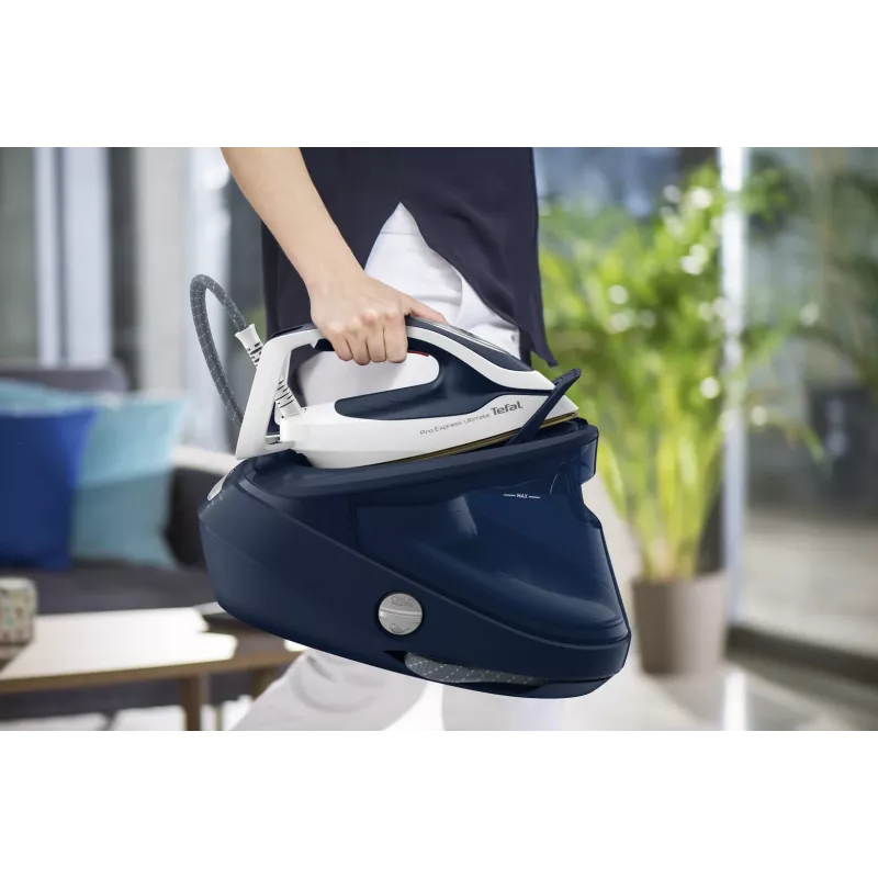 Tefal Pro Express Ultimate II GV9720 Dampfbügelstation, 3000 W, 1,2 l, Durilium Airglide Autoclean Ultra Thin Bügelsohle, Blau/Weiß
