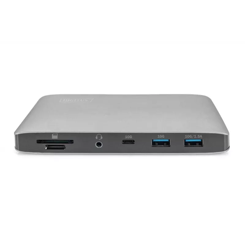 DIGITUS Dockingstation USB-C – 2x USB Typ-C / 2x USB 3.0 10 Gbit/s / USB 3.0 5 Gbit/s / 2x DP / GbE / Micro-SD / SD / 3,5 mm – 60 W USB Power Delivery