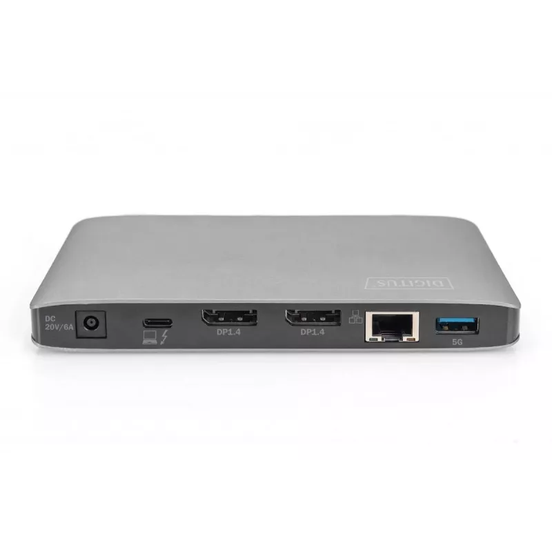 DIGITUS Dockingstation USB-C – 2x USB Typ-C / 2x USB 3.0 10 Gbit/s / USB 3.0 5 Gbit/s / 2x DP / GbE / Micro-SD / SD / 3,5 mm – 60 W USB Power Delivery