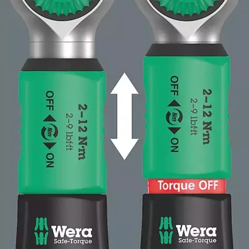 Wera 05075832001 Safe-Torque A 2 Set 1 Drehmomentschlüssel-Set mit Ratschenfunktion, 23-teilig, 1/4" Sechskant, 2–12 Nm, schwarz/grün