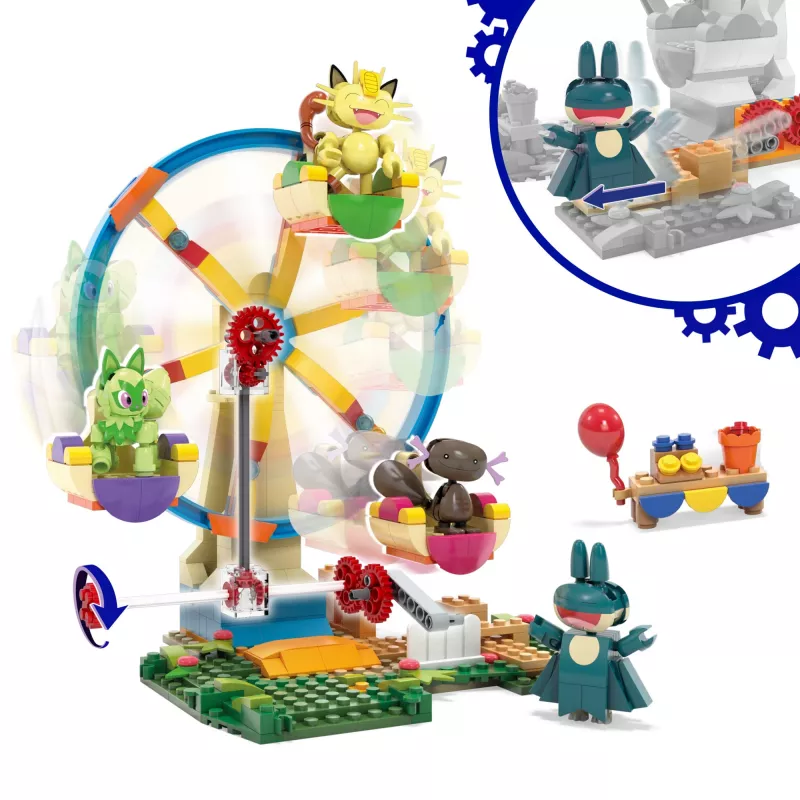 MEGA Pokémon Riesenrad-Spaß Bauset, mit 4 Action-Figuren (393 Teile) für Kinder