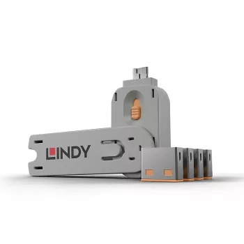 Portblocker Lindy USB Port Blocker Packung mit 4 Stück Farbcode Orange