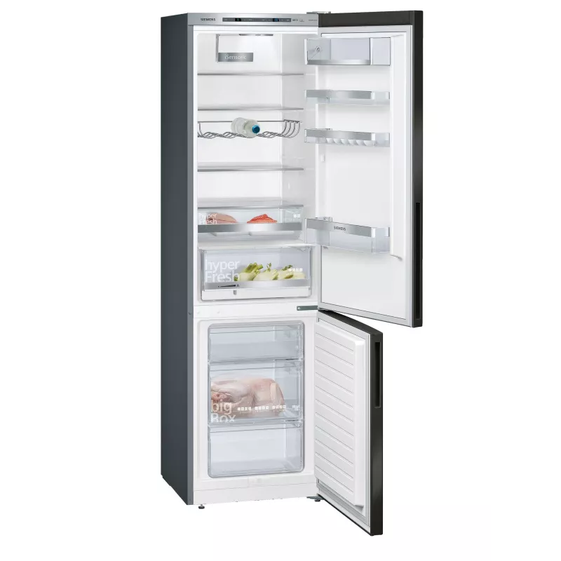 Siemens iQ500 KG39E8XBA freistehende Kühl-Gefrierkombination, 343 l (249 l + 94 l), 201 cm, Energieeffizienzklasse B, schwarz / Edelstahl