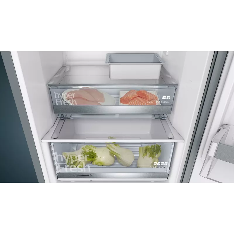 Siemens iQ500 KG39E8XBA freistehende Kühl-Gefrierkombination, 343 l (249 l + 94 l), 201 cm, Energieeffizienzklasse B, schwarz / Edelstahl