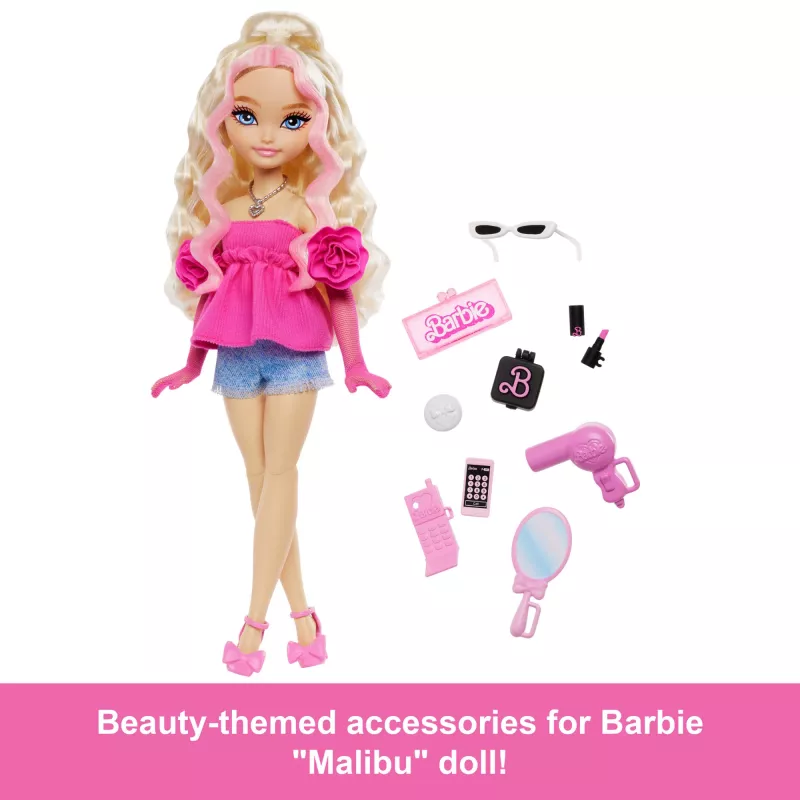 Barbie Dream Besties „Malibu“ Modepuppe mit 8 Make-up- und Haar-Accessoires