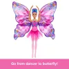 Barbie Dance and Flutter Puppe mit 2-in-1 Verwandlung von Tänzerin zu Schmetterling, lila Haare