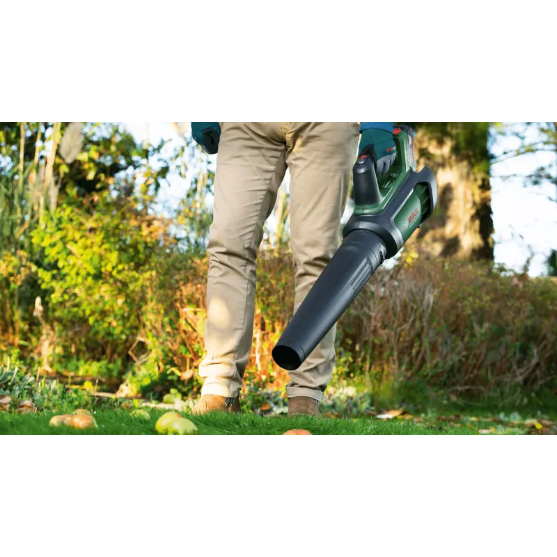 Bosch AdvancedLeafBlower 36V-750 Akku-Laubbläser, 36 V, 1x 2,0 Ah, Ladegerät, 750 m³/h, 100-200 km/h, bürstenlos, 3,5 kg, grün/schwarz