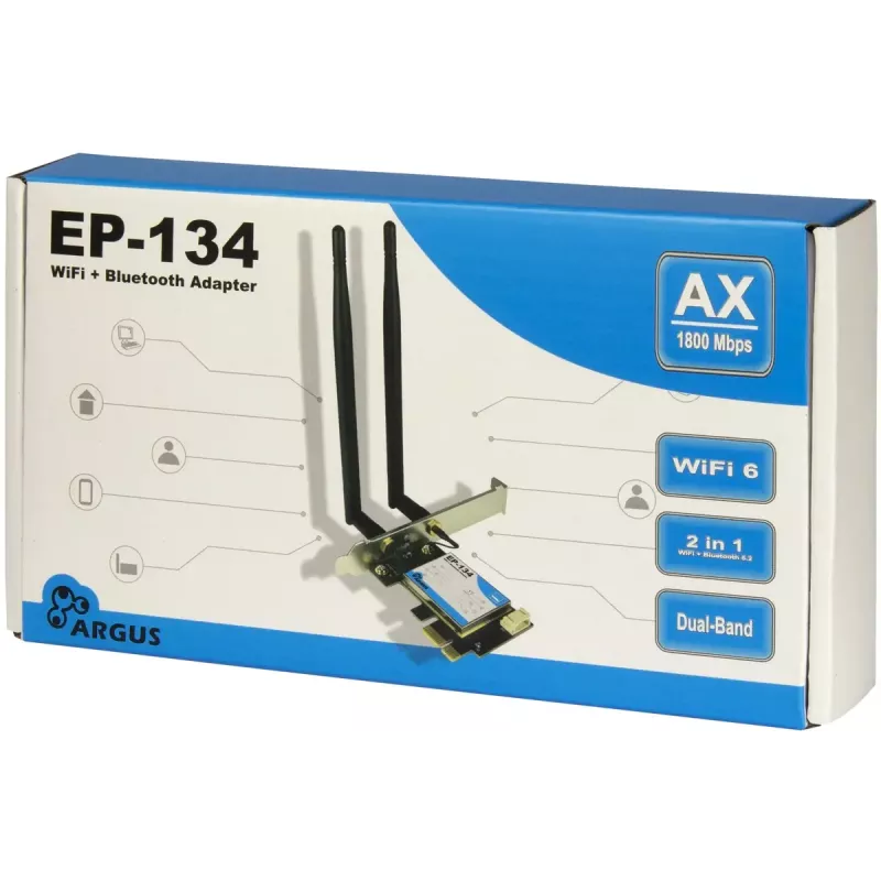 Inter-Tech Argus EP-134 interner WLAN-Bluetooth-Adapter, 1800 Mbit/s