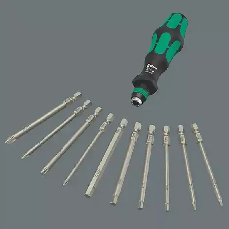 Wera 9532 05136042001 Kettennieter Werkstatt-Set, 20-teilig, inkl. Umschalt-Bitknarre 1/4", schwarz/grün