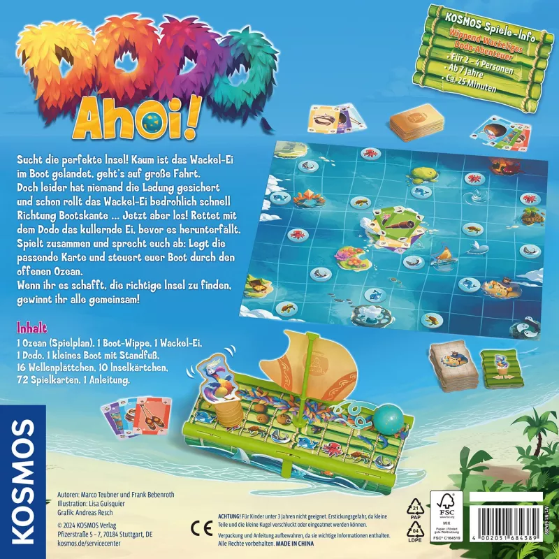 Kosmos 684389 Dodo Ahoi! Brettspiel, 2–4 Spieler, 25 Min., ab 7 Jahren