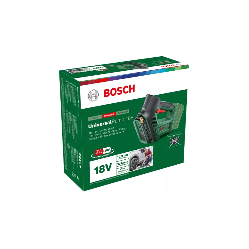 Bosch UniversalPump 18V 0603947100 Akku-Luftpumpe, max. 10 bar, ohne Akku und Ladegerät, grün/schwarz