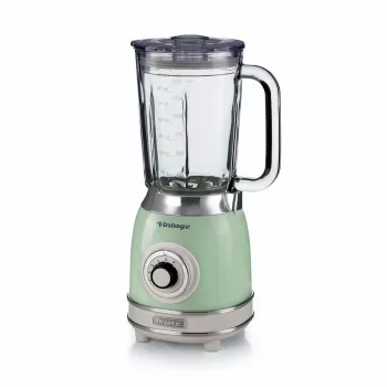 Ariete 583, Vintage-Mixer mit 1,5-Liter-Glaskrug, 4 Edelstahlklingen, 4 Geschwindigkeiten + Pulse, 1000 Watt, Grün