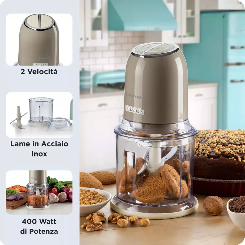 Ariete 438 Vintage Zerkleinerer 0438CR, 0,6 l, 400 W, Creme/Beige