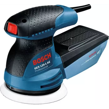 Bosch GEX 125-1 AE Professional Exzenterschleifer, 250 W, 125 mm, 12000 U/min, 2,5 mm Schwingkreis, mit Koffer, blau/schwarz