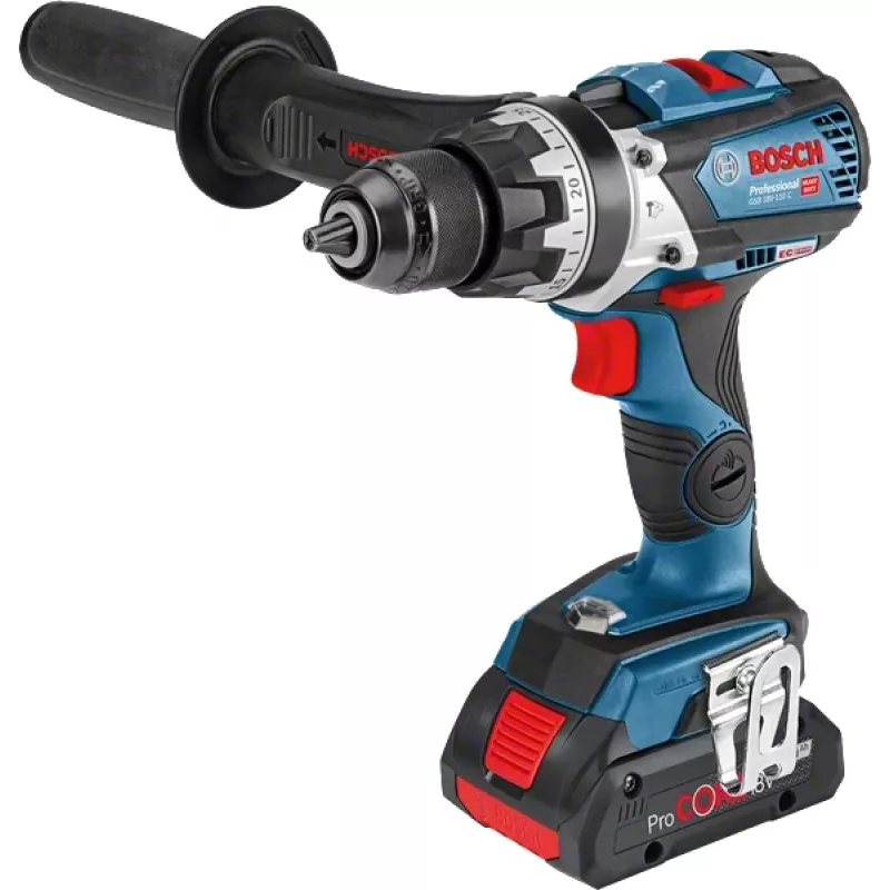 Bosch Professional GSB 18V-110 C Akku-Schlagbohrschrauber, 18 V, 2100 U/min, 2x ProCORE18V 4,0 Ah, Ladegerät, L-BOXX, blau/schwarz