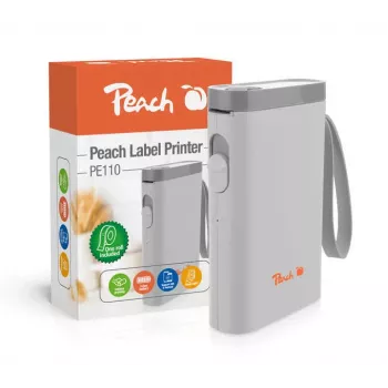 Peach PE110 Etikettendrucker, Thermodirektdruck, Bluetooth, integrierter Akku, weiß
