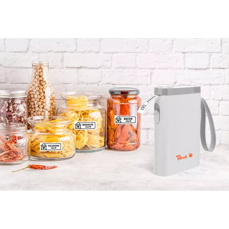 Peach PE110 Etikettendrucker, Thermodirektdruck, Bluetooth, integrierter Akku, weiß
