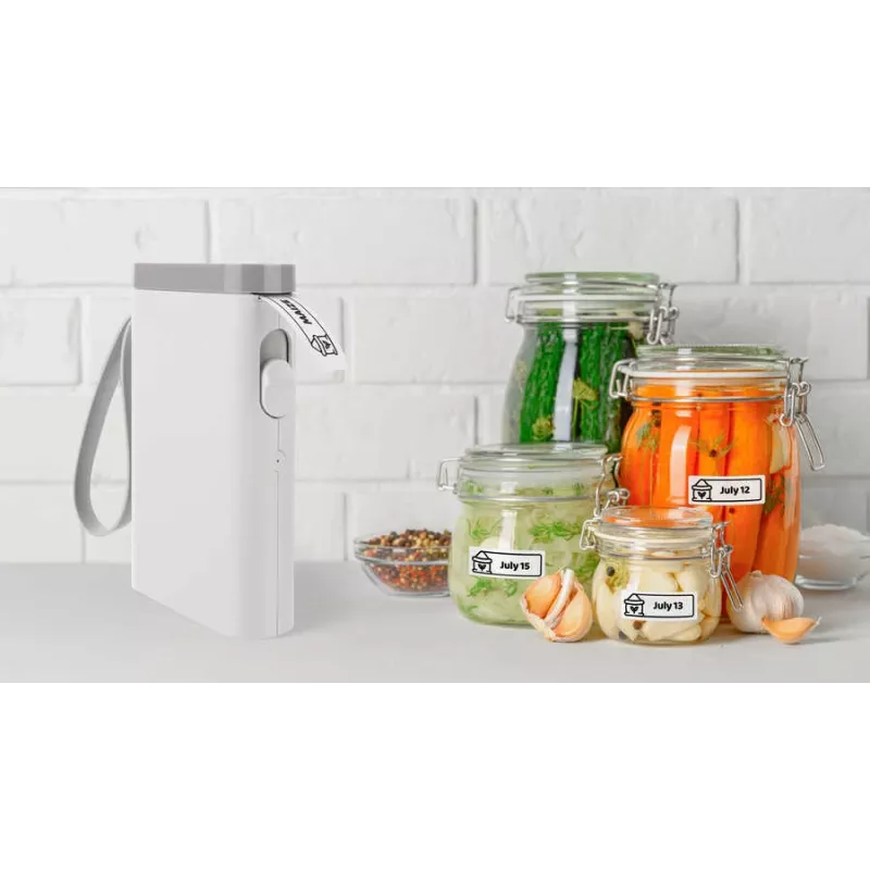 Peach PE110 Etikettendrucker, Thermodirektdruck, Bluetooth, integrierter Akku, weiß