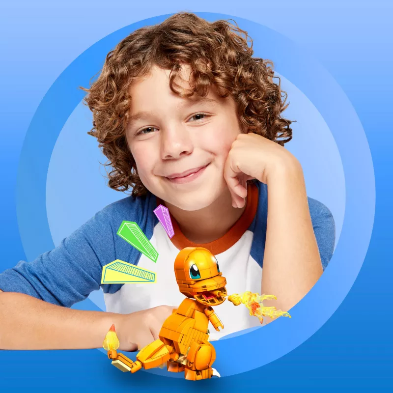 MEGA Pokémon Build & Show Charmander Spielzeug-Bauset, 10 cm hoch,