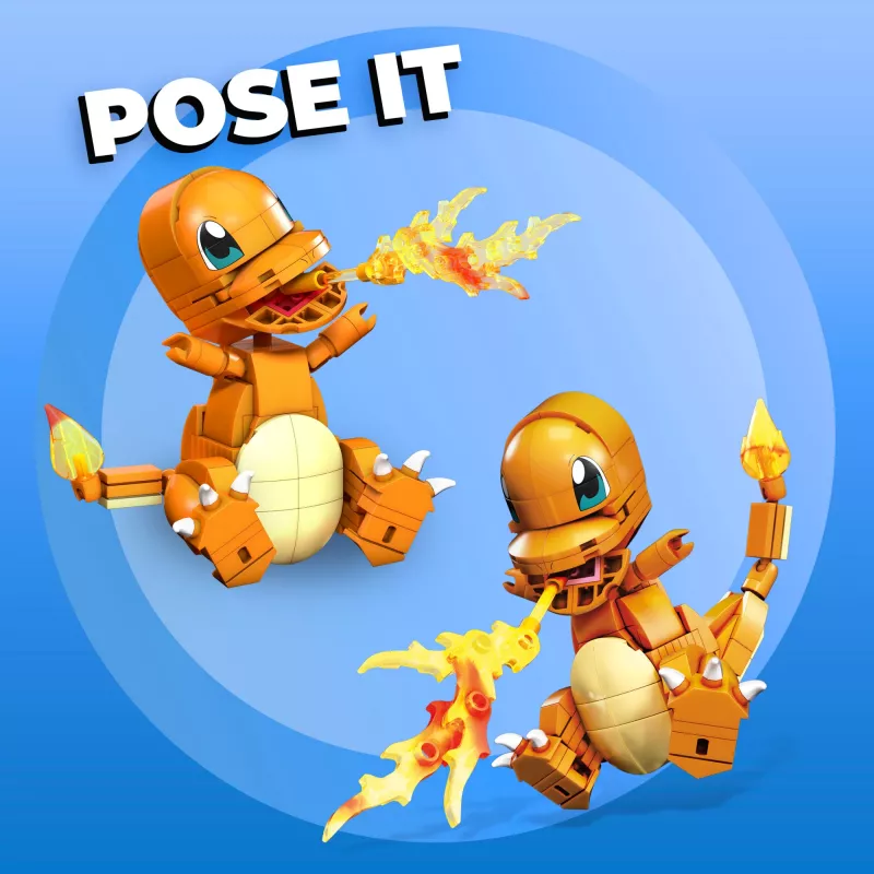 MEGA Pokémon Build & Show Charmander Spielzeug-Bauset, 10 cm hoch,