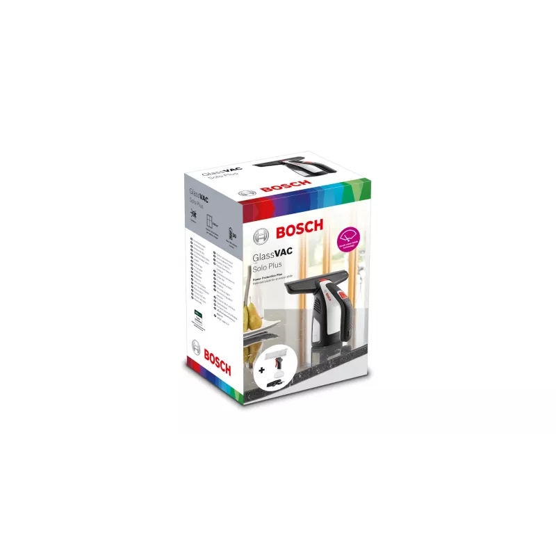 Bosch GlassVAC Solo Plus 06008B7200 Fenstersauger mit Sprühflasche, 30 Min. Laufzeit, Schwarz/Grau