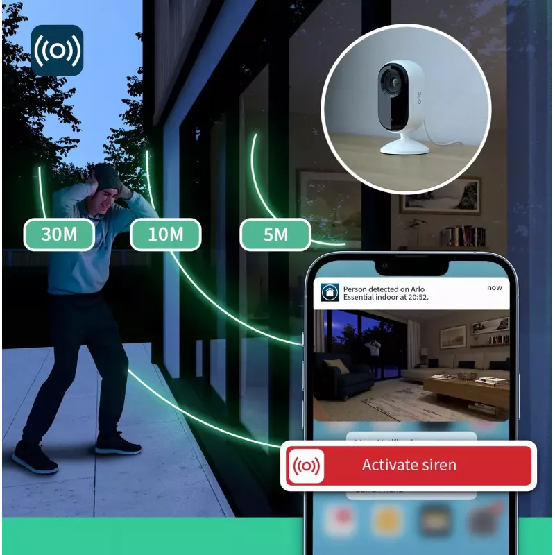 IP-Sicherheitskamera Arlo Essential 2K Indoor Security Camera 2er-Pack kabellos Innenbereich