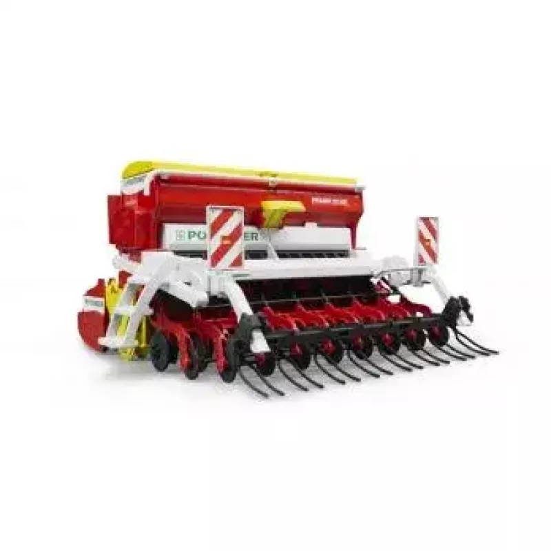 Bruder Pöttinger Vitasem 302ADD Kreiselegge-Sämaschine, Modell 1:16, Rot/Weiß/Gelb
