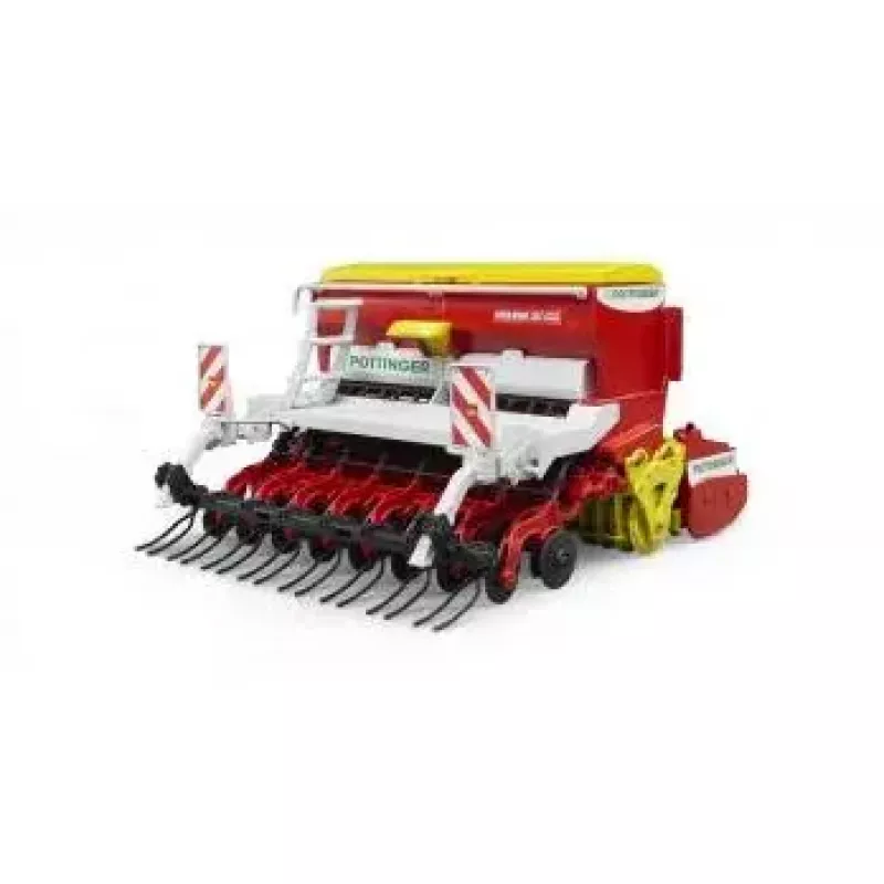 Bruder Pöttinger Vitasem 302ADD Kreiselegge-Sämaschine, Modell 1:16, Rot/Weiß/Gelb