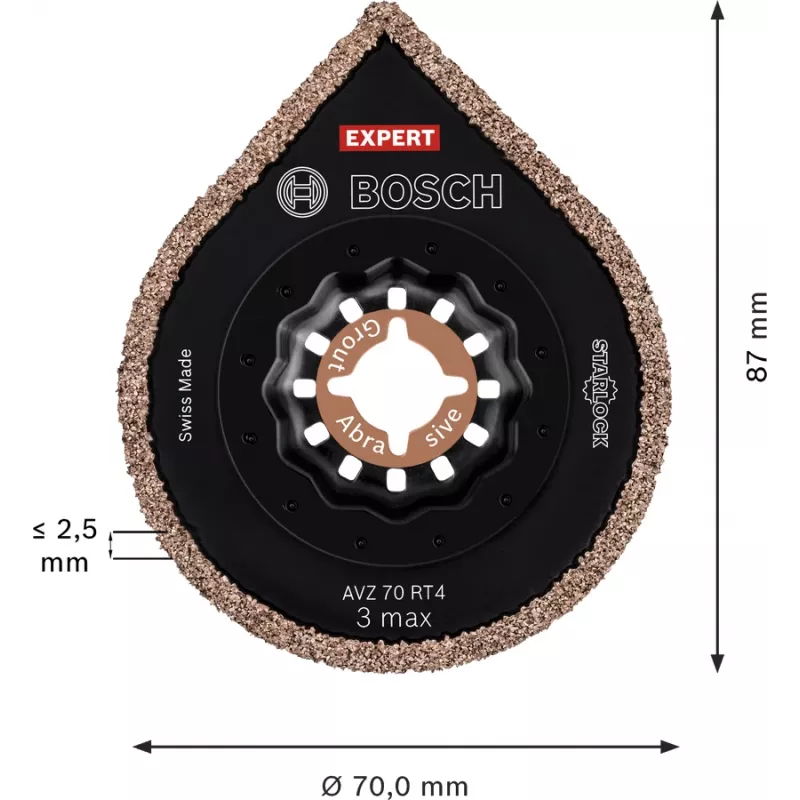 Mörtelentferner Expert AVZ 70 RT4 Grout + Abrasive, Ø 70mm, Sägeblatt 10 Stück, Carbide-RIFF, Schnittbreite 2,5mm