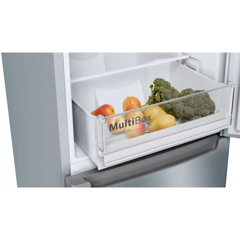 Bosch Serie 2 KGN33NLEB Kühl-Gefrierkombination, freistehend, 279 l, No Frost, E, Edelstahl