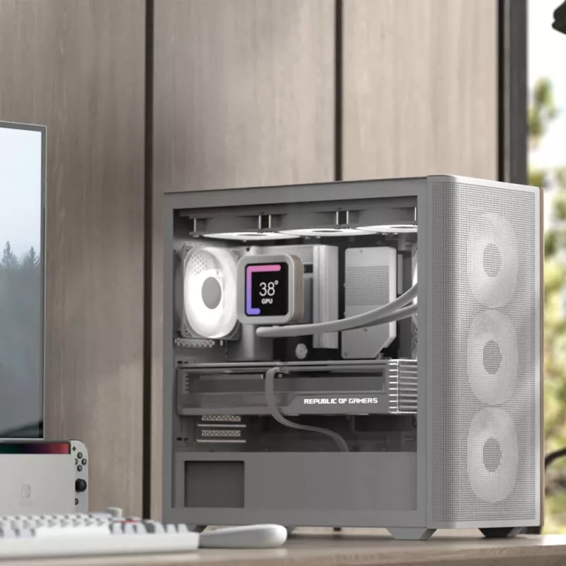 Aerocool D301A Mini Tower Weiß, Holz