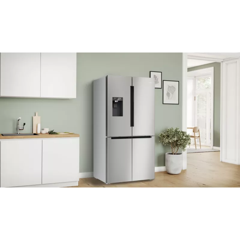 Bosch Serie 6 KFI96APEA French-Door-Kühl-Gefrierkombination, 574 l (375 l Kühlteil + 199 l Gefrierteil), Energieeffizienzklasse E, Home Connect, Edelstahl (gebürstet)