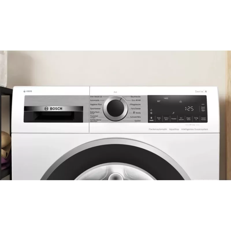 Bosch Serie 6 WGG244F40 Waschmaschine, Frontlader, 9 kg, 1351 U/min, i-DOS, Weiß/Schwarz