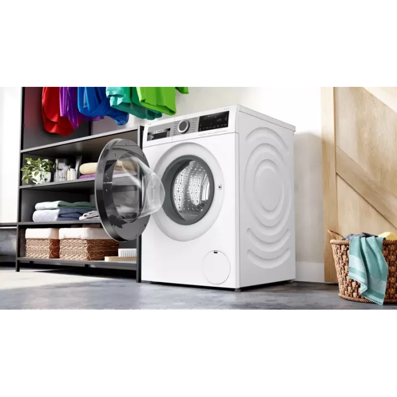 Bosch Serie 6 WGG244F40 Waschmaschine, Frontlader, 9 kg, 1351 U/min, i-DOS, Weiß/Schwarz