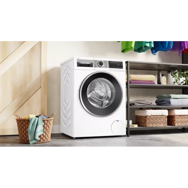Bosch Serie 6 WGG244F40 Waschmaschine, Frontlader, 9 kg, 1351 U/min, i-DOS, Weiß/Schwarz