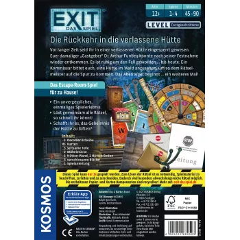 Kosmos EXIT - Die Rückkehr in die verlassene Hütte Escape-Brettspiel, 1–4 Spieler, ab 12 Jahren, Familienspiel