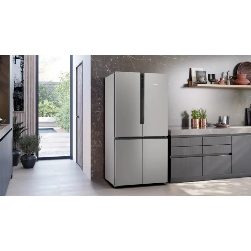 Siemens iQ300 KF96NVPEA French Door Side-by-Side Kühlschrank, 605 l (405 l + 200 l), silber