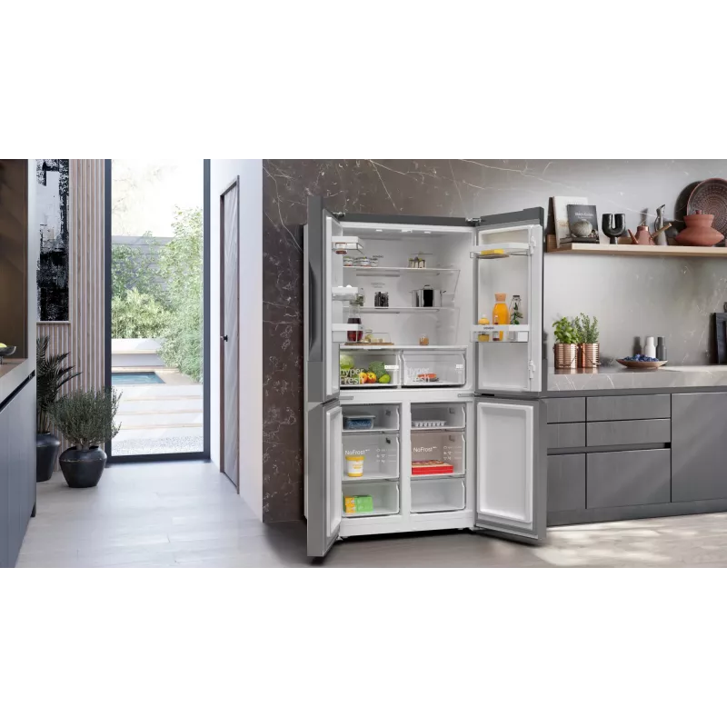Siemens iQ300 KF96NVPEA French Door Side-by-Side Kühlschrank, 605 l (405 l + 200 l), silber
