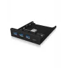 ICY BOX IB-HUB1418-i3 3,5-Zoll-Frontpanel mit USB-3.0-Hub, 3x USB Type-A, 1x USB Type-C, Schwarz