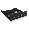 ICY BOX IB-HUB1418-i3 3,5-Zoll-Frontpanel mit USB-3.0-Hub, 3x USB Type-A, 1x USB Type-C, Schwarz