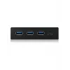 ICY BOX IB-HUB1418-i3 3,5-Zoll-Frontpanel mit USB-3.0-Hub, 3x USB Type-A, 1x USB Type-C, Schwarz