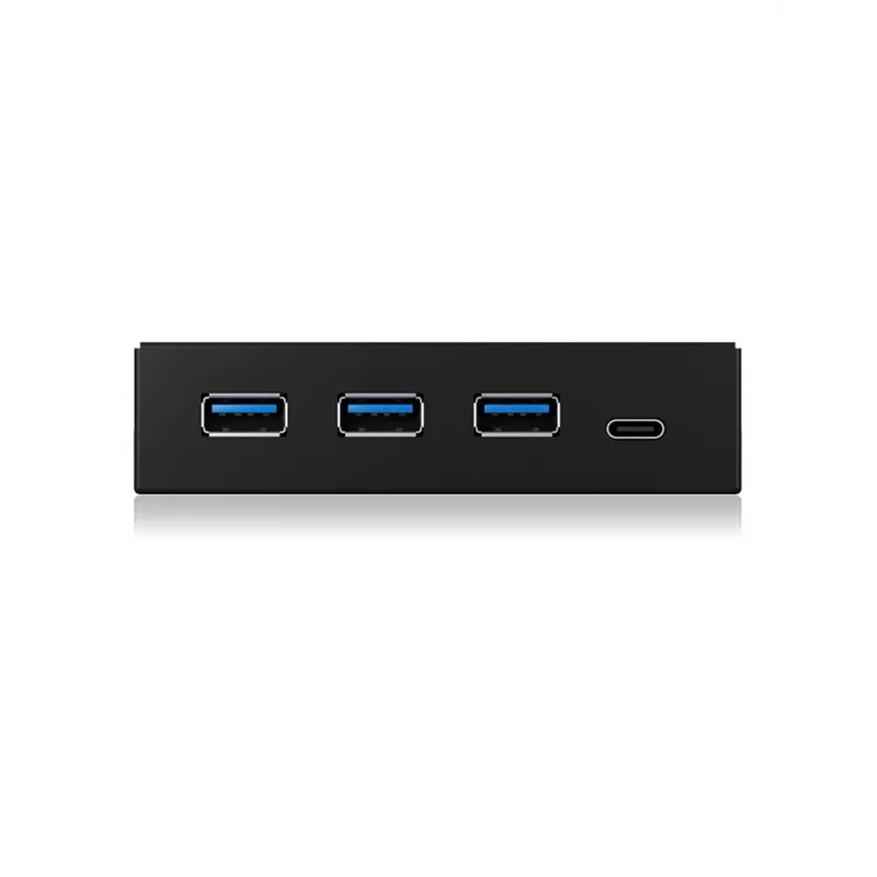 ICY BOX IB-HUB1418-i3 3,5-Zoll-Frontpanel mit USB-3.0-Hub, 3x USB Type-A, 1x USB Type-C, Schwarz