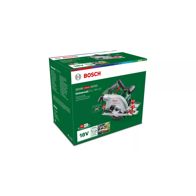 Bosch UniversalCirc 18V-53 Akku-Handkreissäge, 18 V, 160 mm Sägeblatt, 53 mm Schnitttiefe, ohne Akku und Ladegerät, Grün/Schwarz
