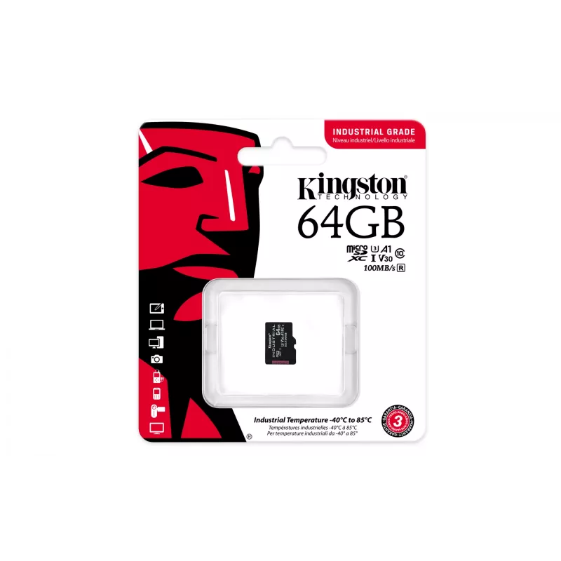 Kingston Technology 64GB microSDXC Industrial C10 A1 pSLC Card Einzelpackung ohne Adapter