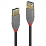 Lindy 36762 Anthra Line USB 3.2 Gen 1 Typ A Verlängerungskabel, USB-A-Stecker auf USB-A-Buchse, 5 Gbit/s, 2 m, schwarz/grau