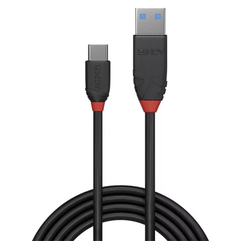 Lindy 1m USB 3.2 Typ A auf C Kabel, 10Gbit/s, Black Line, 1 m, USB A, USB C, USB 3.2 Gen 1 (3.1 Gen 1), 10 Gbit/s, Schwarz